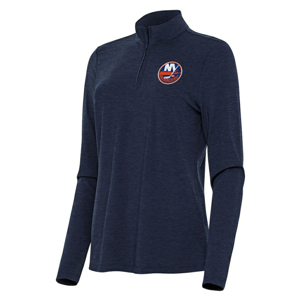 NHL New York Islanders Antigua Women's Bright Quarter-Zip Top - Heather Navy