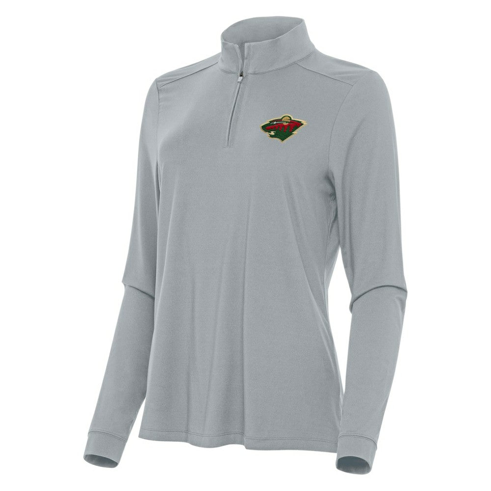 NHL Minnesota Wild Antigua Women's Intent Quarter-Zip Top - Gray