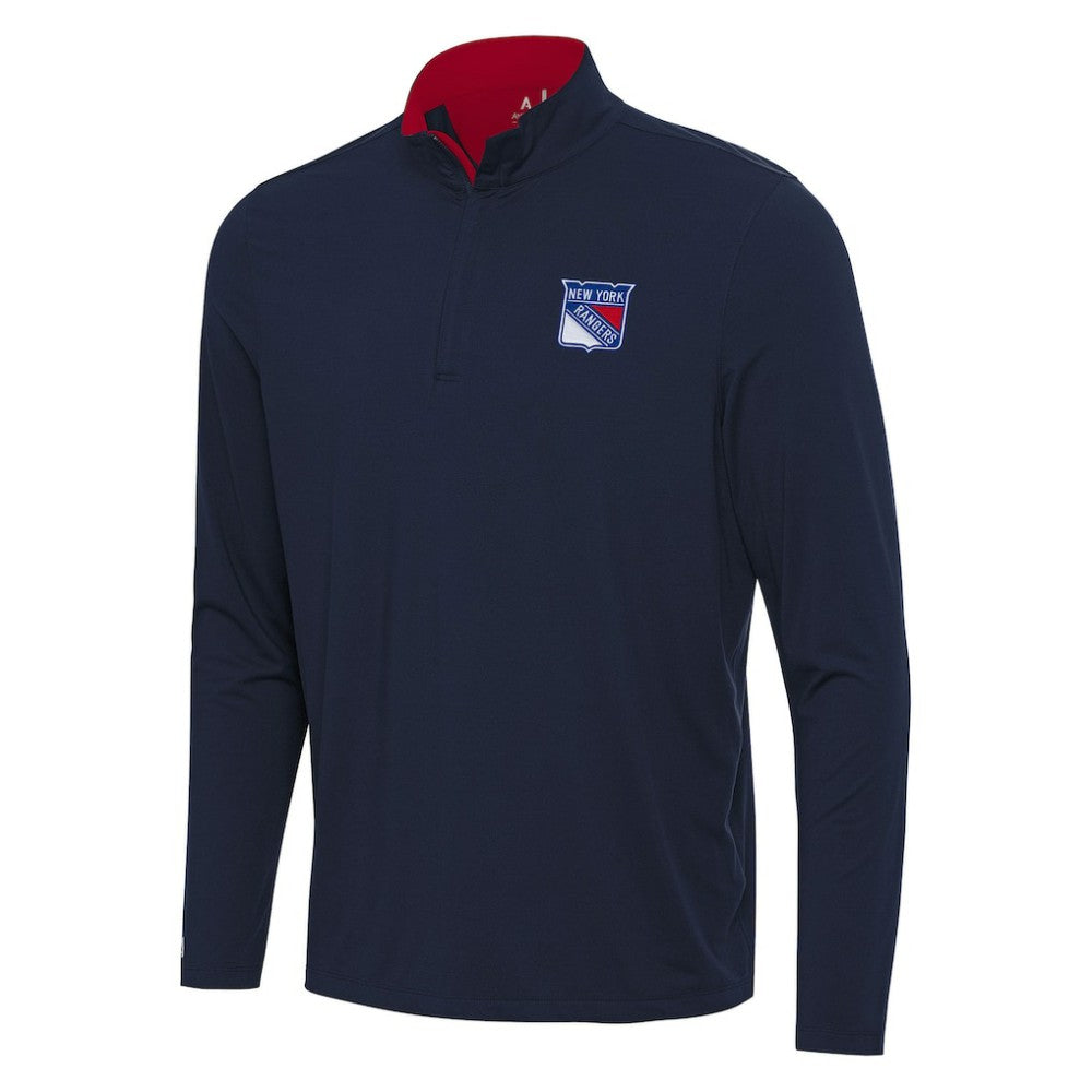 NHL New York Rangers Antigua Content Quarter-Zip Pullover Top - Navy/Red