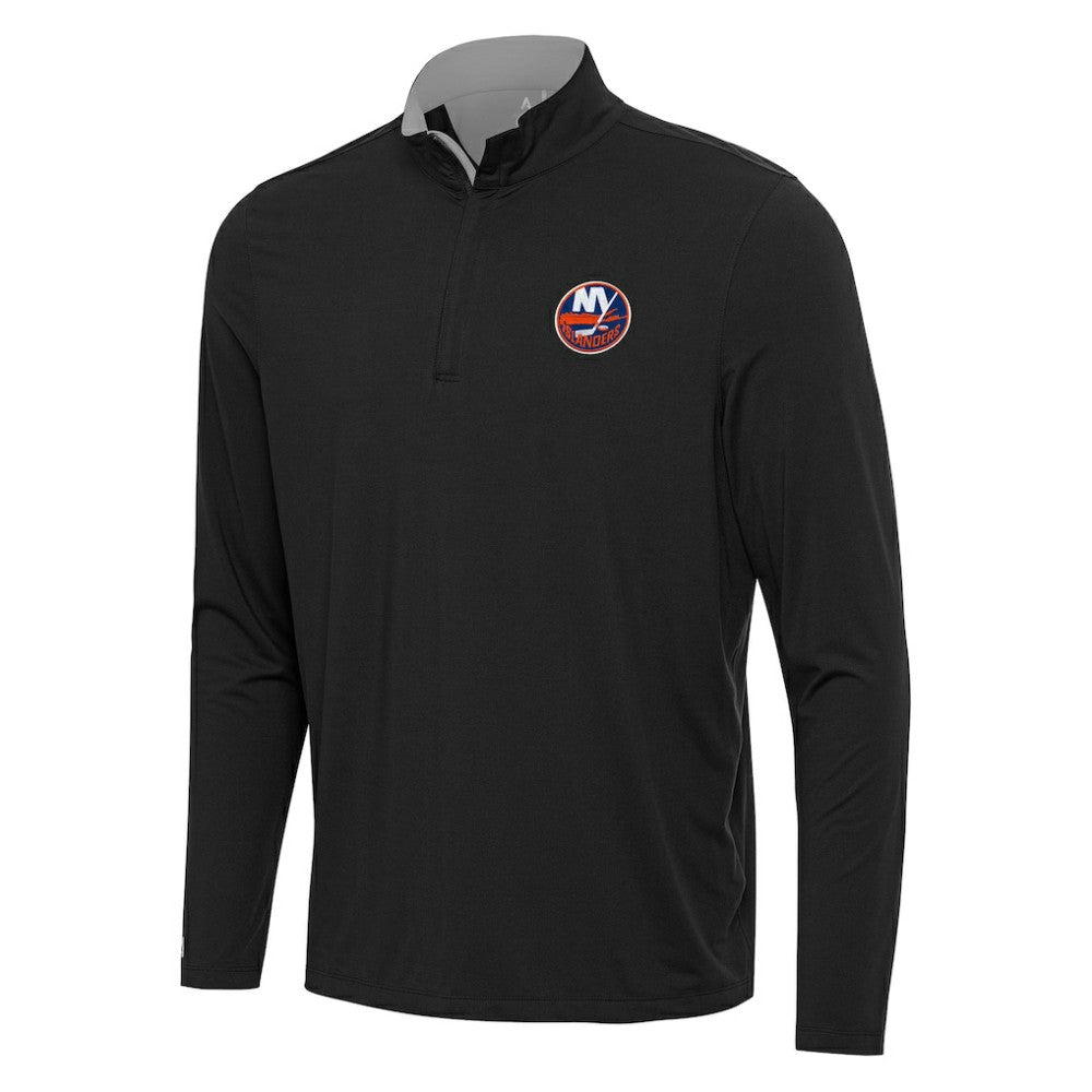NHL New York Islanders Antigua Content Quarter-Zip Pullover Top - Black/Gray