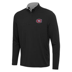 NHL Montreal Canadiens Antigua Content Quarter-Zip Pullover Top - Black/Gray