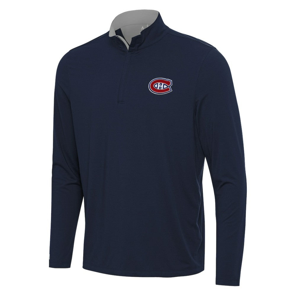 NHL Montreal Canadiens Antigua Content Quarter-Zip Pullover Top - Navy/Gray