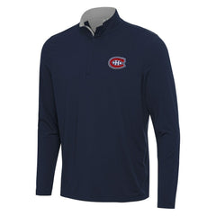 NHL Montreal Canadiens Antigua Content Quarter-Zip Pullover Top - Navy/Gray