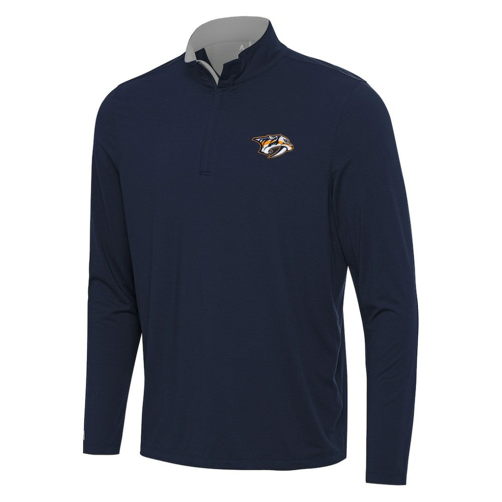 NHL Nashville Predators Antigua Content Quarter-Zip Pullover Top - Navy/Gray