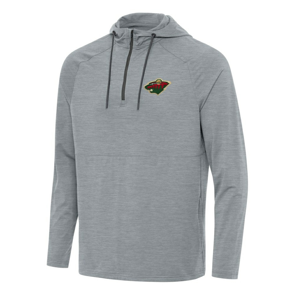 NHL Minnesota Wild Antigua Spikes Quarter-Zip Hoodie - Heather Gray