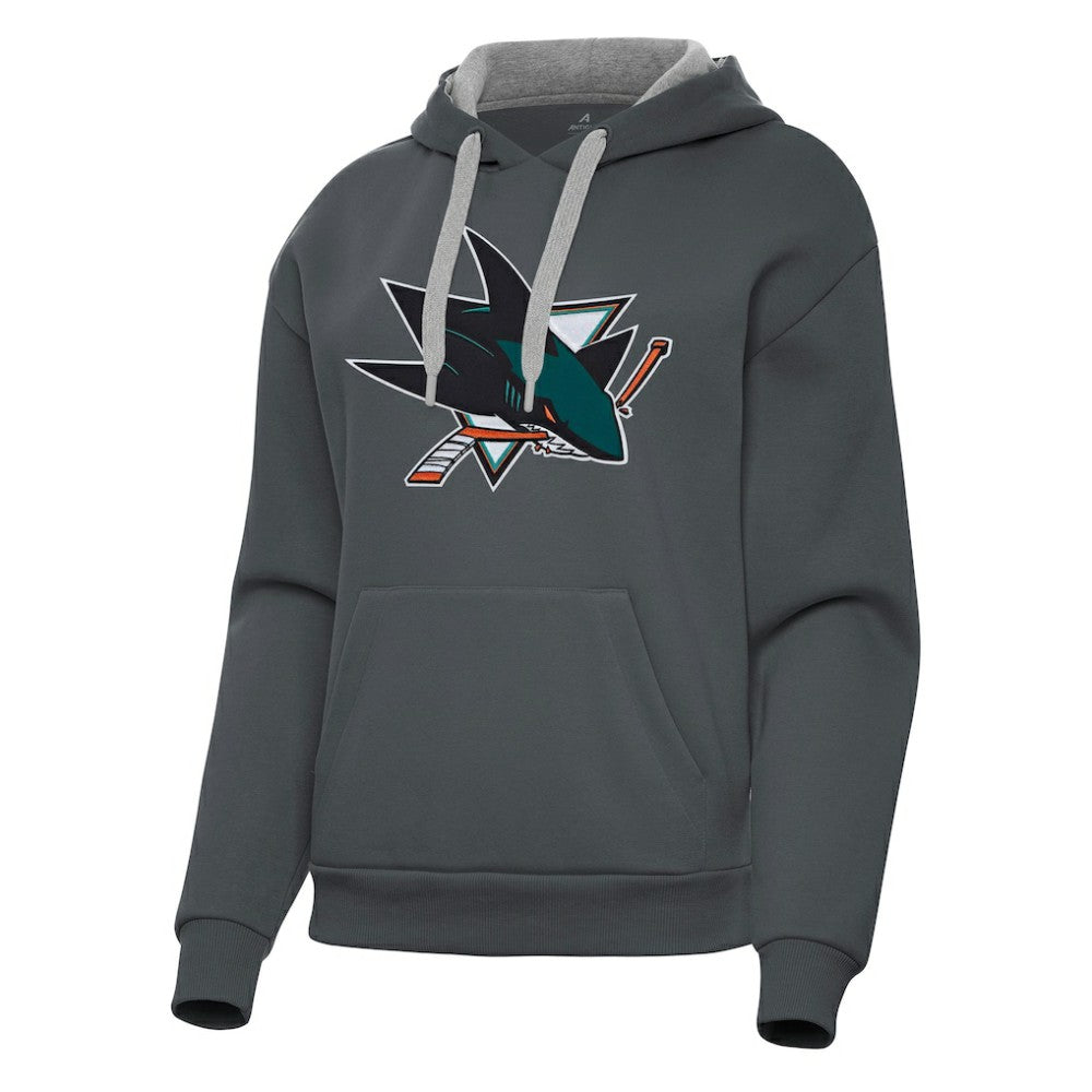 NHL San Jose Sharks Antigua Women's Victory Pullover Hoodie - Charcoal