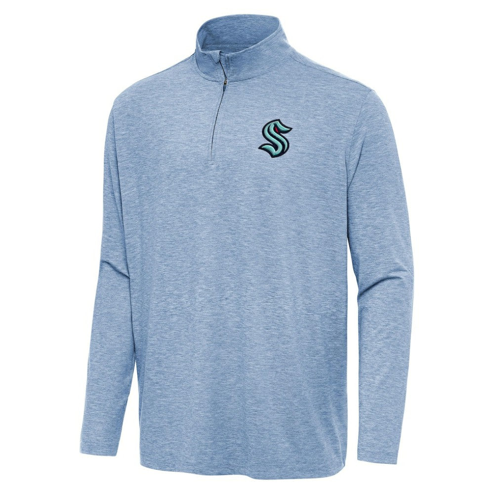 NHL Seattle Kraken Antigua Hunk Quarter-Zip Top - Heather Blue