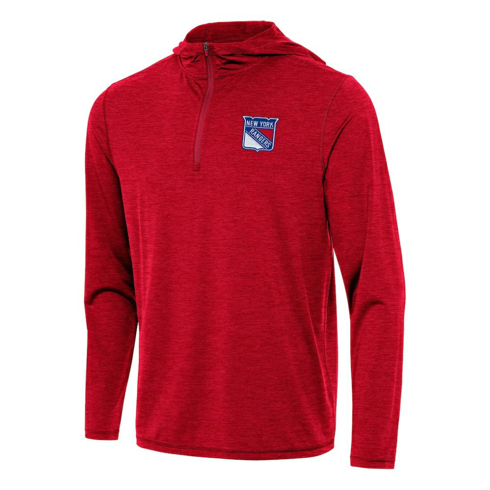 NHL New York Rangers Antigua Tidy Quarter-Zip Hoodie - Heather Red