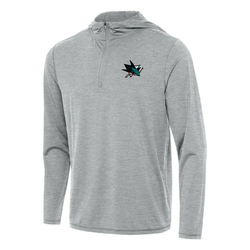 NHL San Jose Sharks Antigua Tidy Quarter-Zip Hoodie - Heather Gray