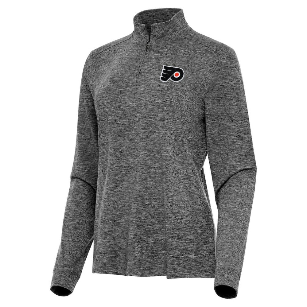 NHL Philadelphia Flyers Antigua Women's Mentor Quarter-Zip Mock Long Sleeve Top - Heather Black