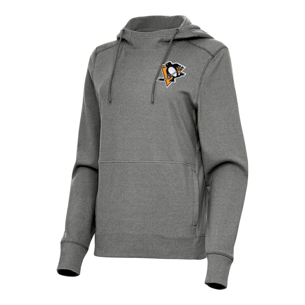 NHL Pittsburgh Penguins Antigua Women's Justice Pullover Hoodie - Heather Black