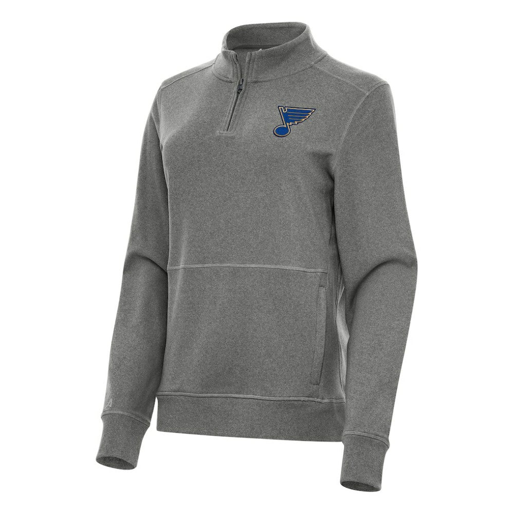 NHL St. Louis Blues Antigua Women's Crush Quarter-Zip Fleece Sweatshirt - Heather Black