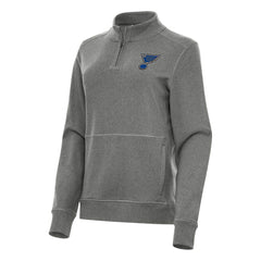 NHL St. Louis Blues Antigua Women's Crush Quarter-Zip Fleece Sweatshirt - Heather Black