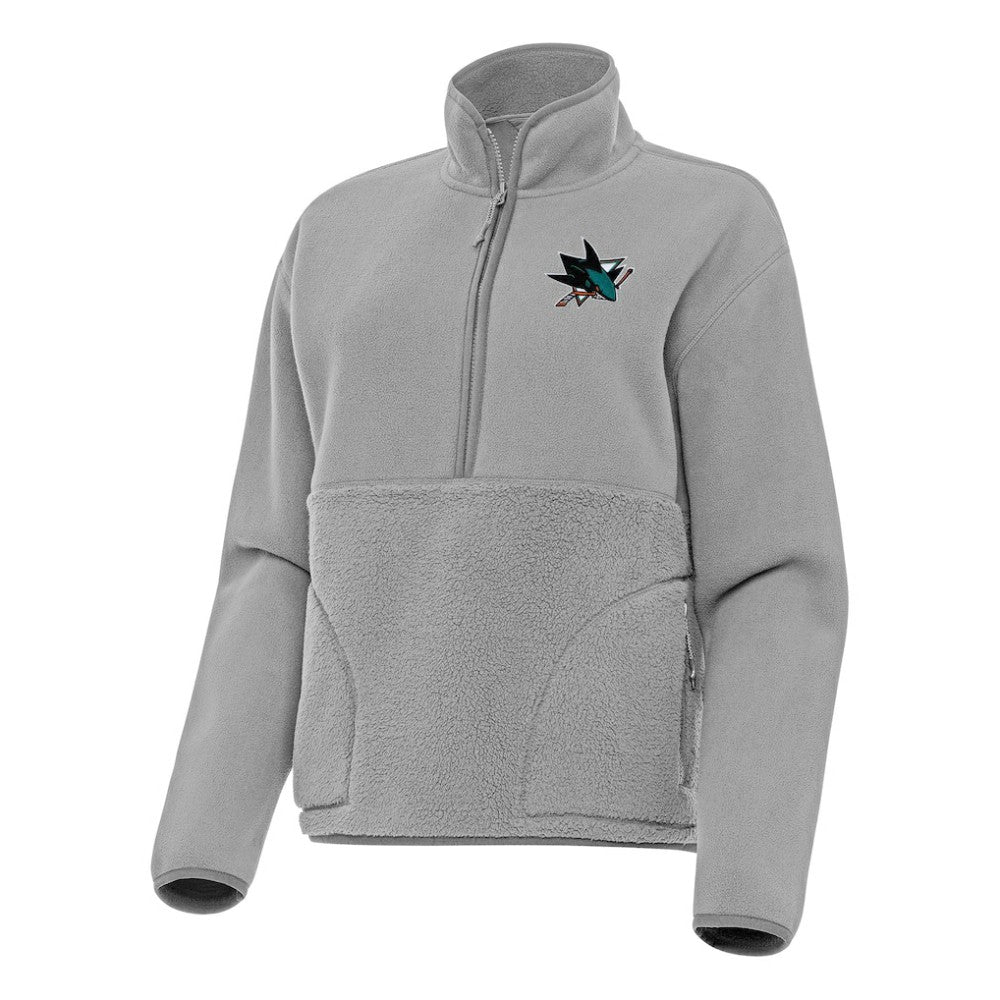 NHL San Jose Sharks Antigua Women's Figure Half-Zip Pullover Sweatshirt - Gray