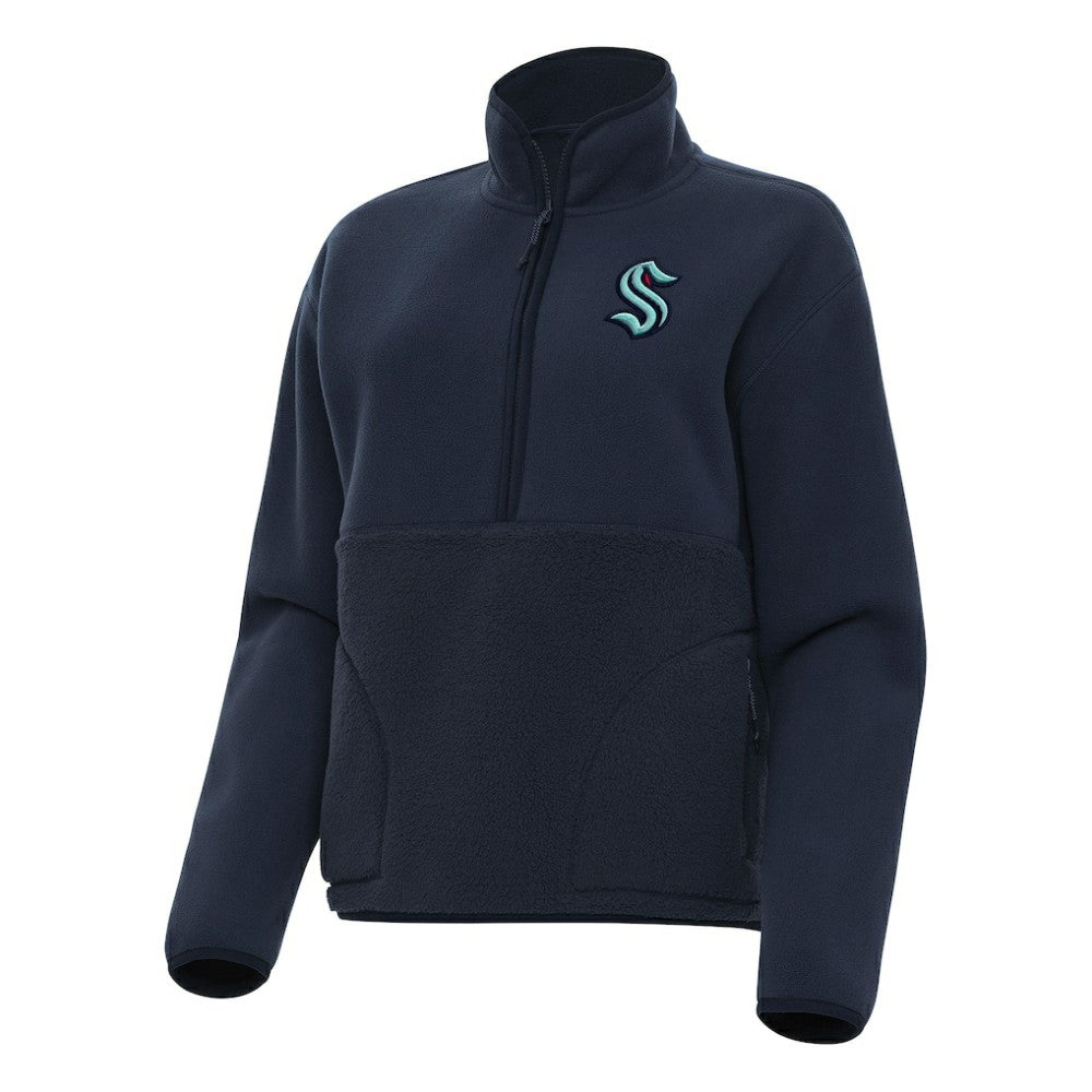 NHL Seattle Kraken Antigua Women's Figure Half-Zip Pullover Sweatshirt - Navy