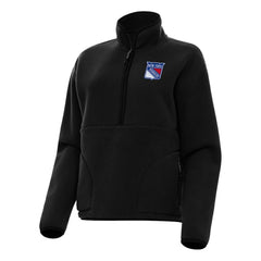 NHL New York Rangers Antigua Women's Figure Half-Zip Pullover Sweatshirt - Black