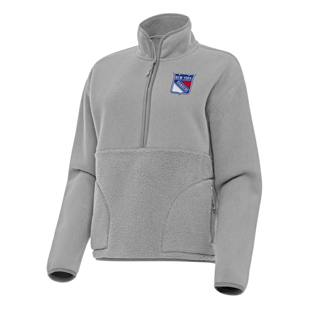 NHL New York Rangers Antigua Women's Figure Half-Zip Pullover Sweatshirt - Gray