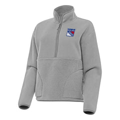 NHL New York Rangers Antigua Women's Figure Half-Zip Pullover Sweatshirt - Gray