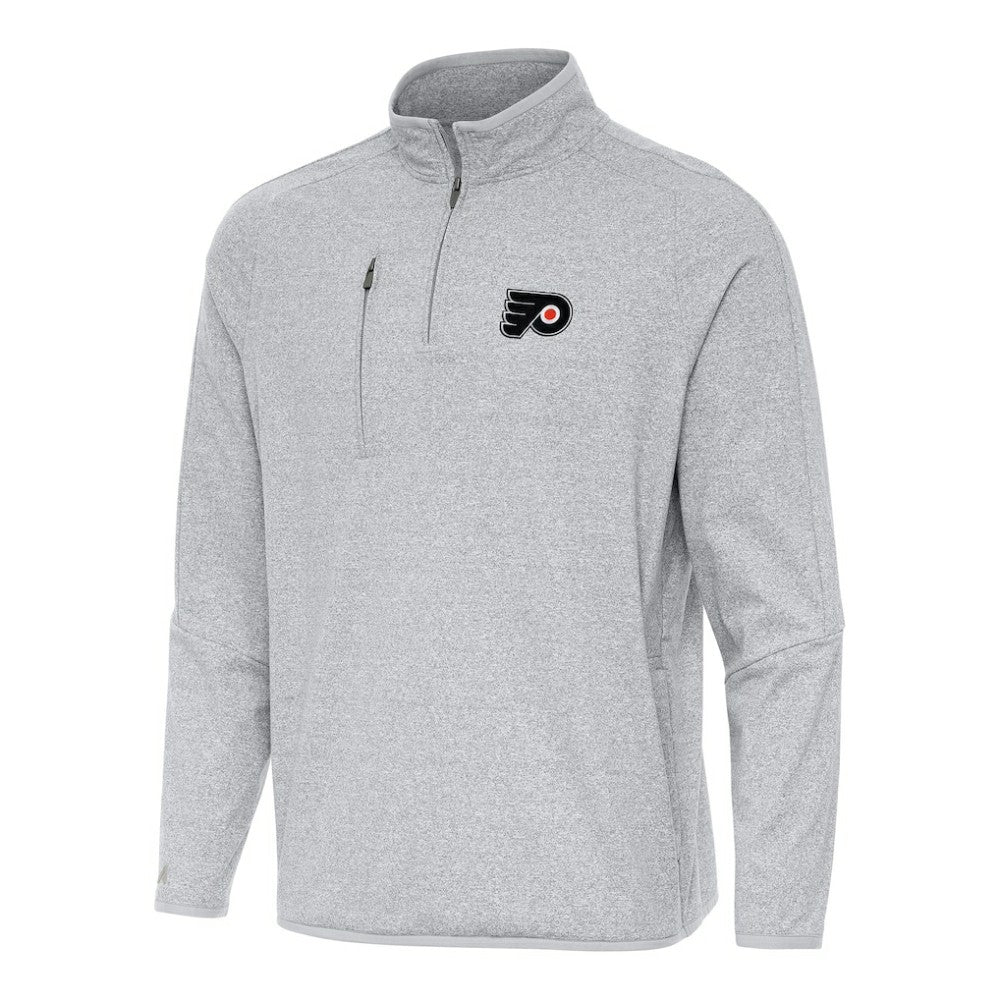 NHL Philadelphia Flyers Antigua Certain Quarter-Zip Tri-Blend Sweatshirt - Heather Gray