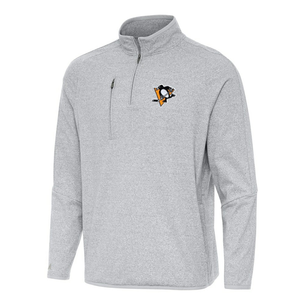 NHL Pittsburgh Penguins Antigua Certain Quarter-Zip Tri-Blend Sweatshirt - Heather Gray