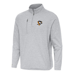 NHL Pittsburgh Penguins Antigua Certain Quarter-Zip Tri-Blend Sweatshirt - Heather Gray