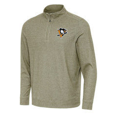 NHL Pittsburgh Penguins Antigua Subtle Quarter-Zip Sweatshirt - Olive