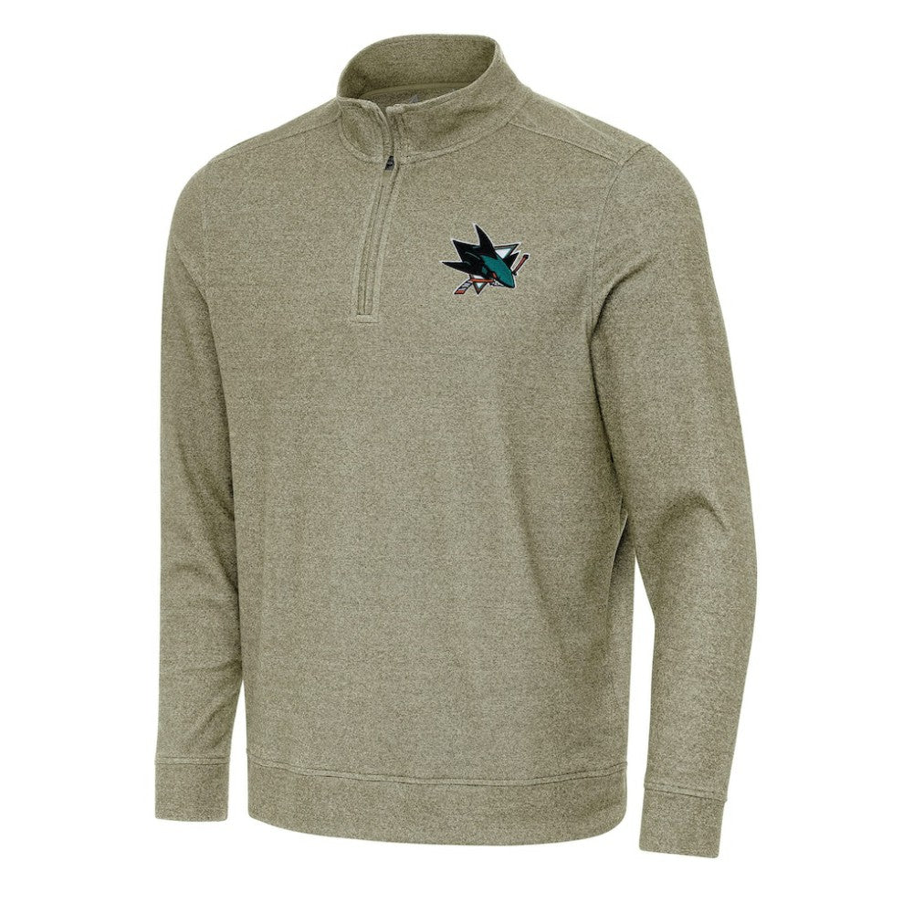 NHL San Jose Sharks Antigua Subtle Quarter-Zip Sweatshirt - Olive