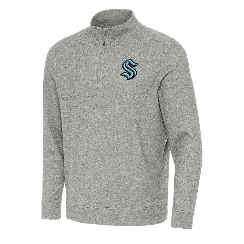 NHL Seattle Kraken Antigua Subtle Quarter-Zip Sweatshirt - Heather Gray