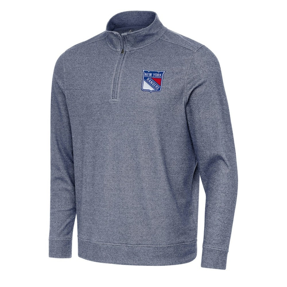 NHL New York Rangers Antigua Subtle Quarter-Zip Sweatshirt - Heather Navy