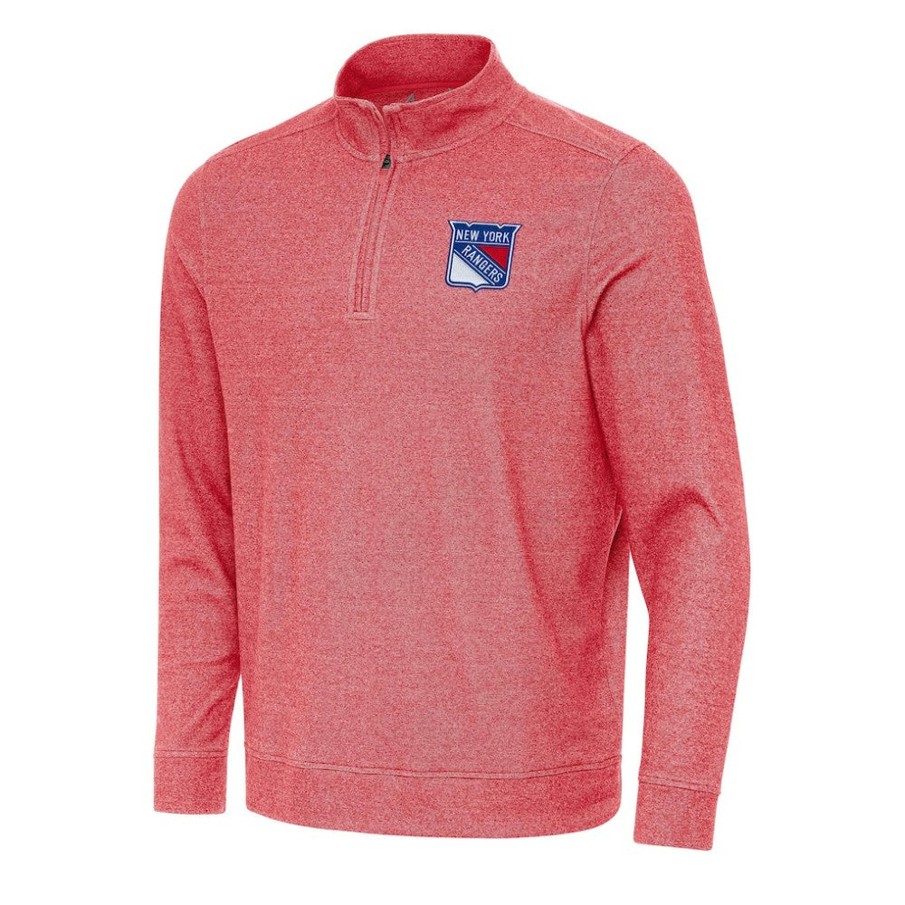 NHL New York Rangers Antigua Subtle Quarter-Zip Sweatshirt - Heather Red