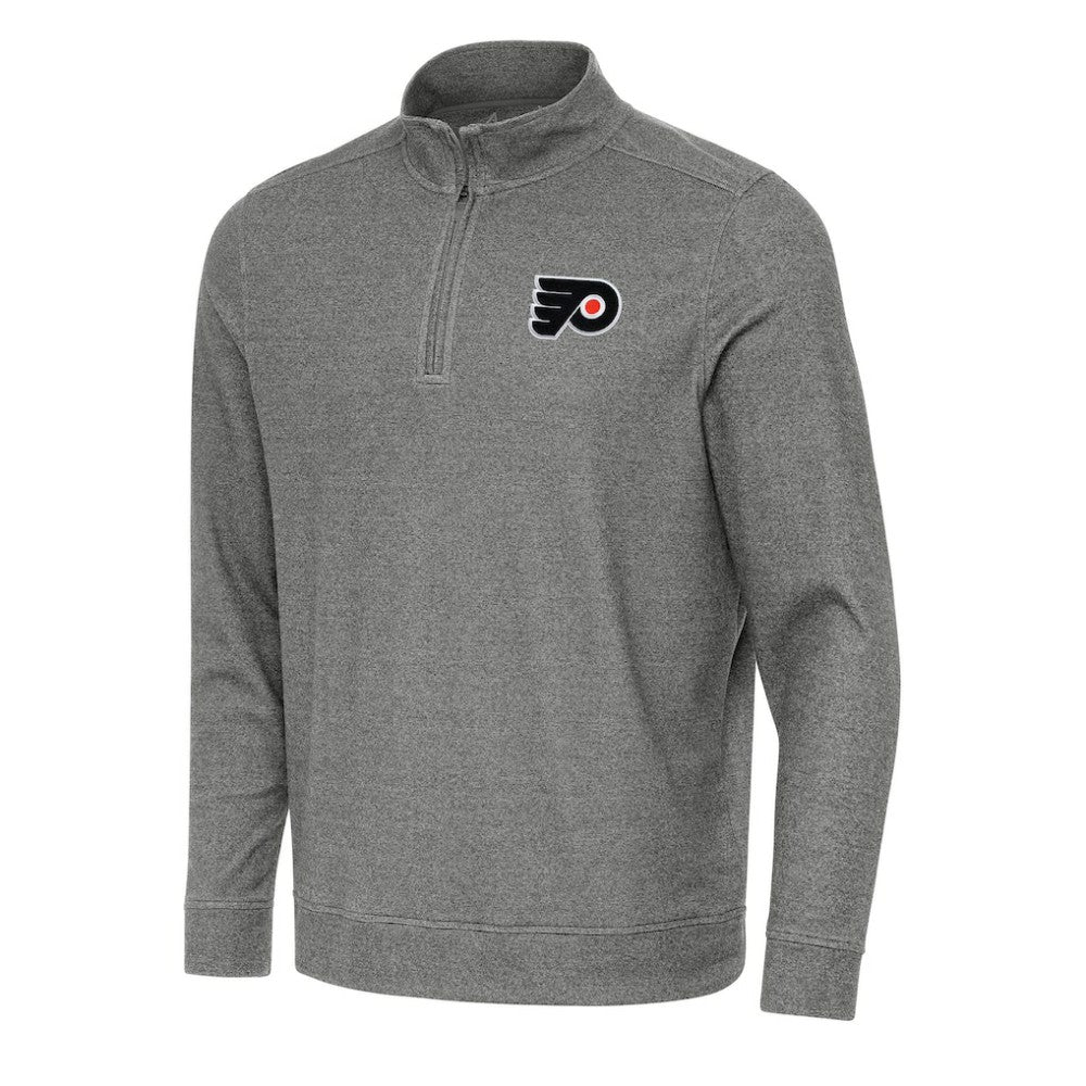NHL Philadelphia Flyers Antigua Subtle Quarter-Zip Sweatshirt - Heather Black