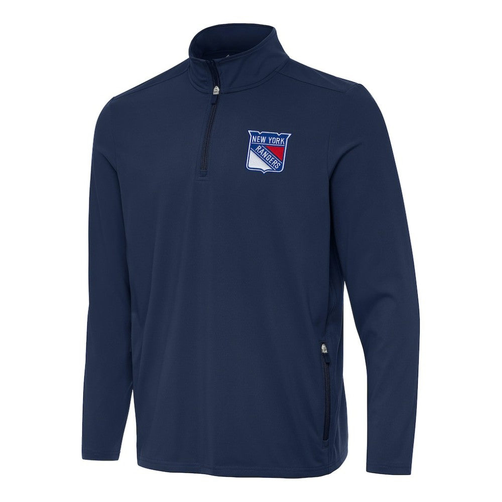 NHL New York Rangers Antigua Perilous Quarter-Zip Sweatshirt - Navy