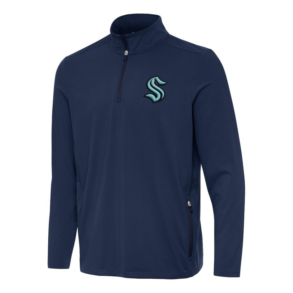 NHL Seattle Kraken Antigua Perilous Quarter-Zip Sweatshirt - Navy
