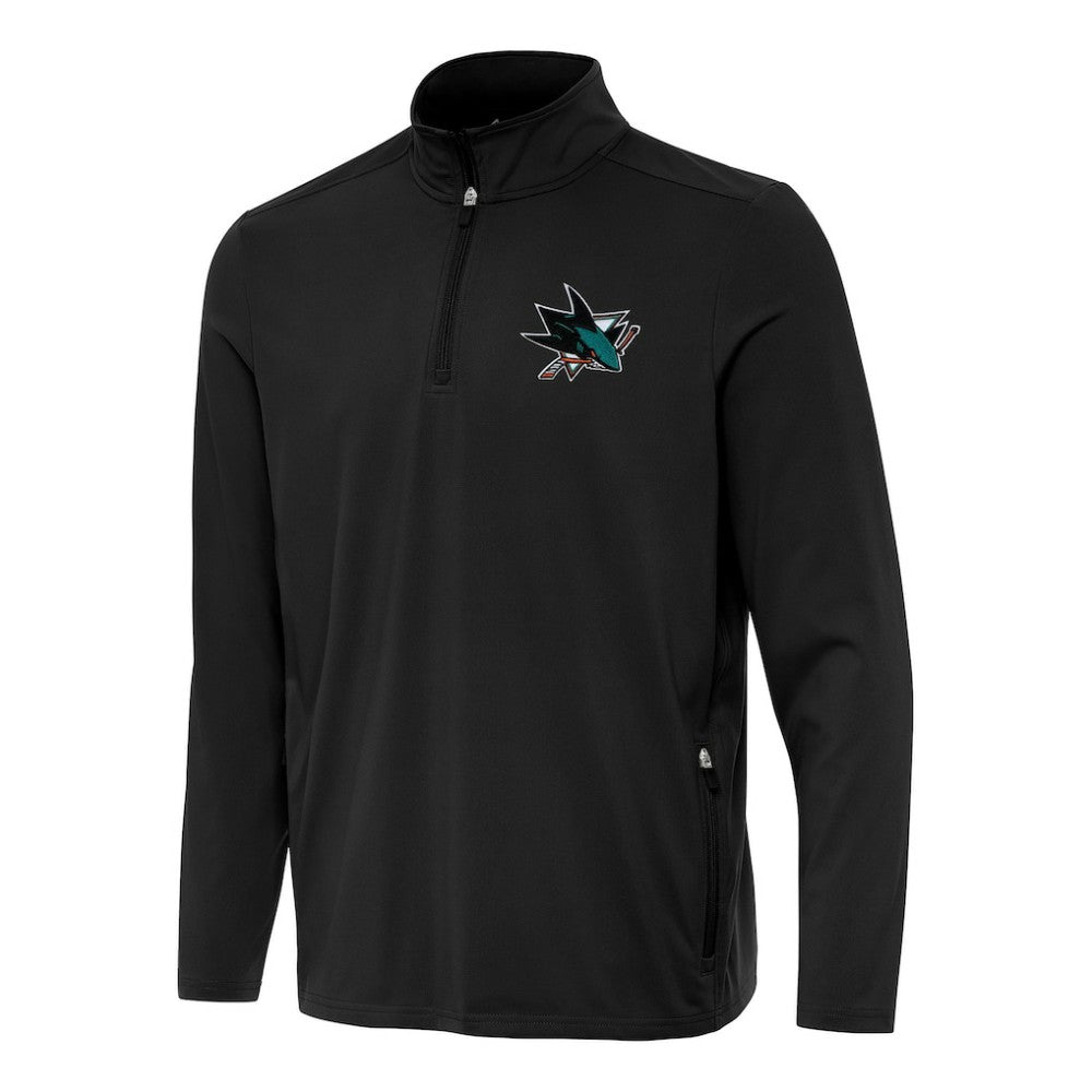 NHL San Jose Sharks Antigua Perilous Quarter-Zip Sweatshirt - Black