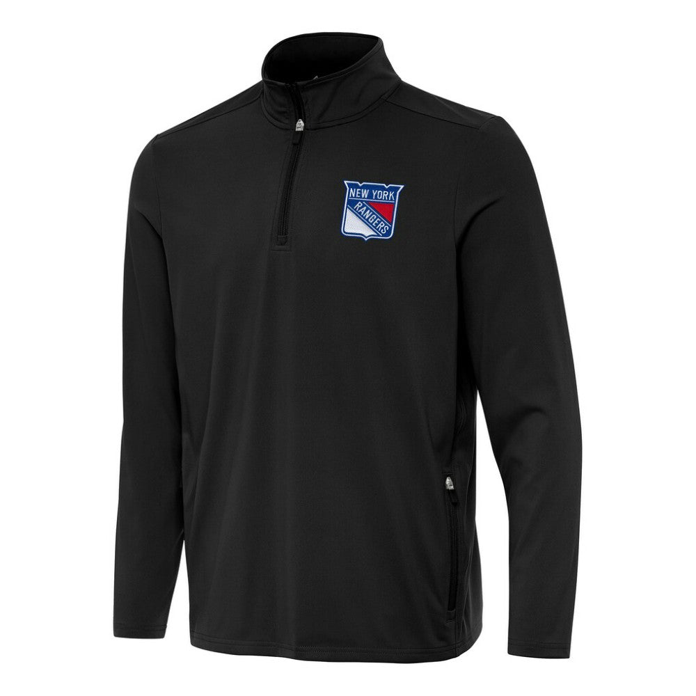 NHL New York Rangers Antigua Perilous Quarter-Zip Sweatshirt - Black