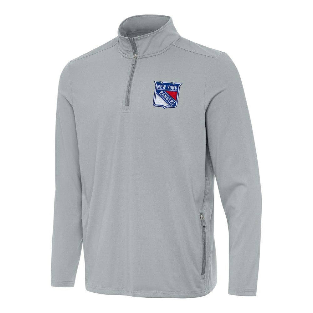 NHL New York Rangers Antigua Perilous Quarter-Zip Sweatshirt - Gray