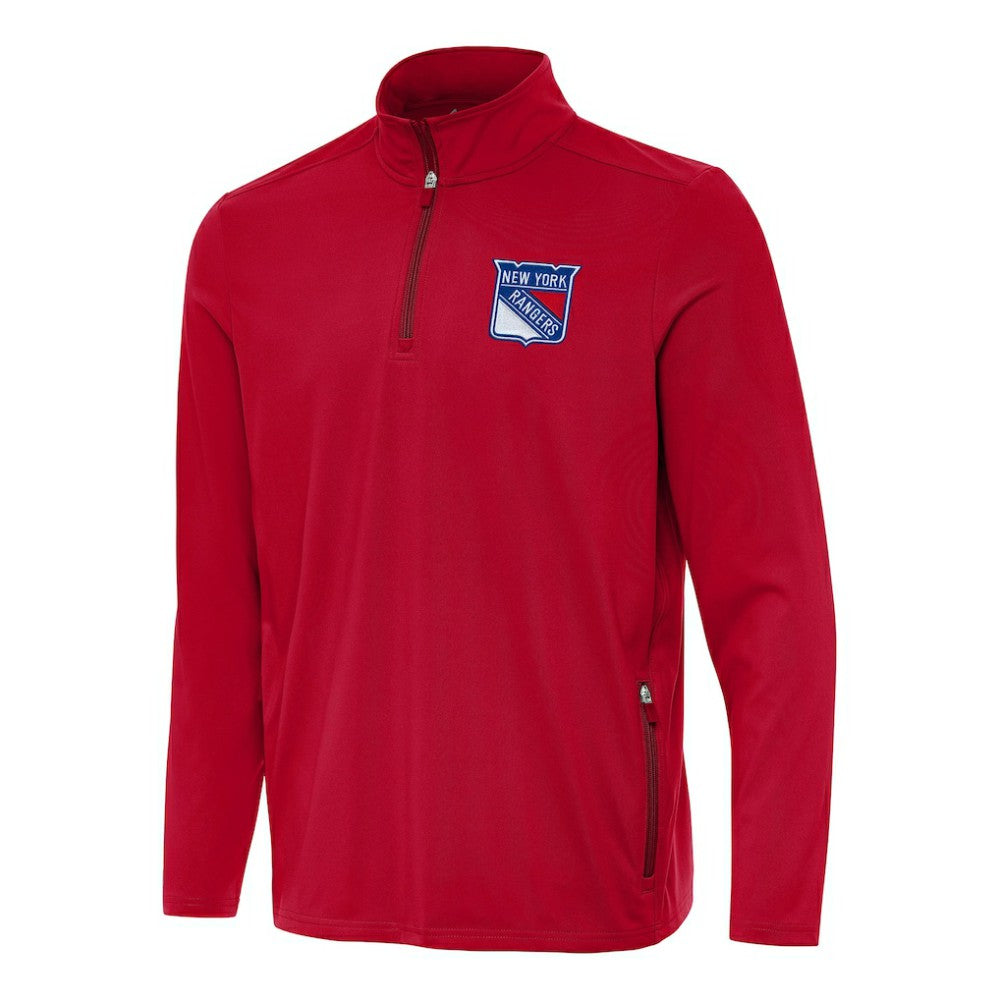 NHL New York Rangers Antigua Perilous Quarter-Zip Sweatshirt - Red