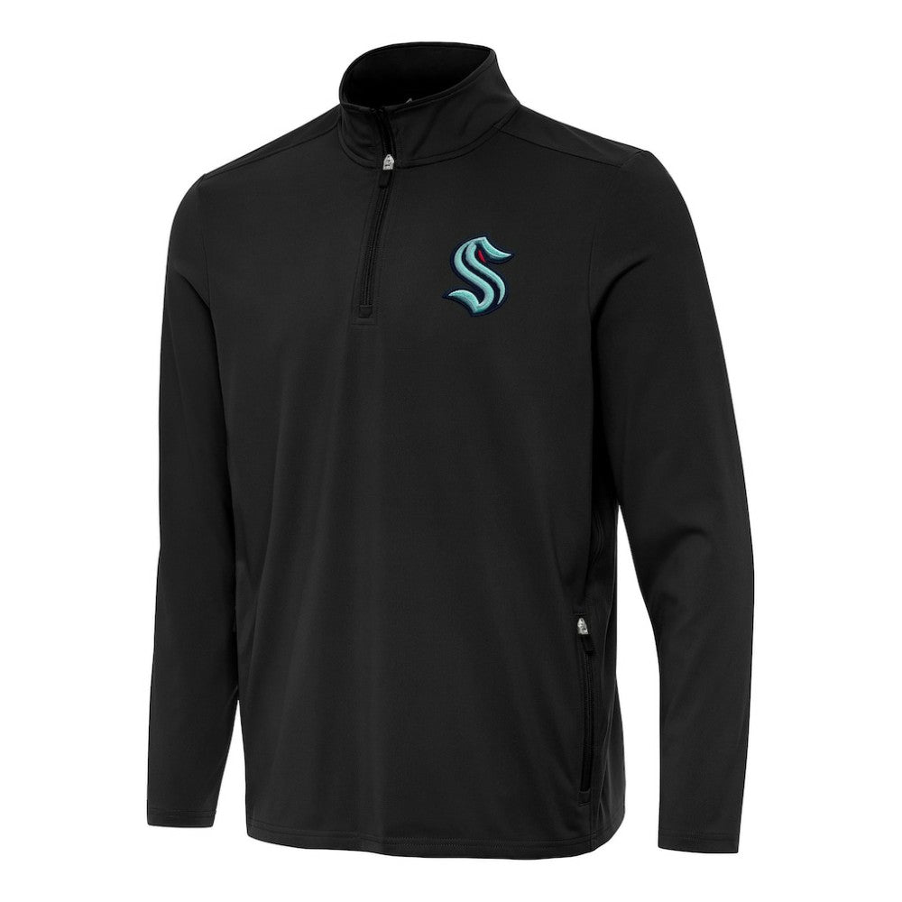 NHL Seattle Kraken Antigua Perilous Quarter-Zip Sweatshirt - Black