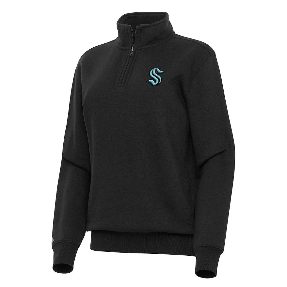 NHL Seattle Kraken Antigua Women's Victory Quarter-Zip Sweatshirt - Black