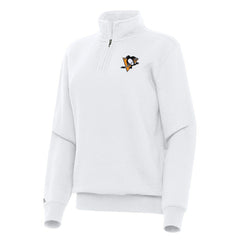 NHL Pittsburgh Penguins Antigua Women's Victory Quarter-Zip Sweatshirt - White