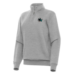 NHL San Jose Sharks Antigua Women's Victory Quarter-Zip Sweatshirt - Heather Gray