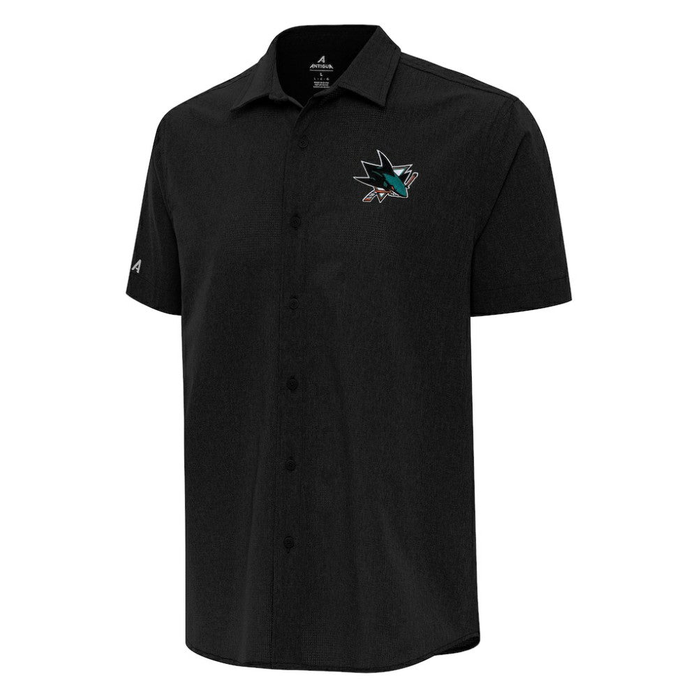 NHL San Jose Sharks Antigua Activate Woven Short Sleeve Button-Up Shirt - Black