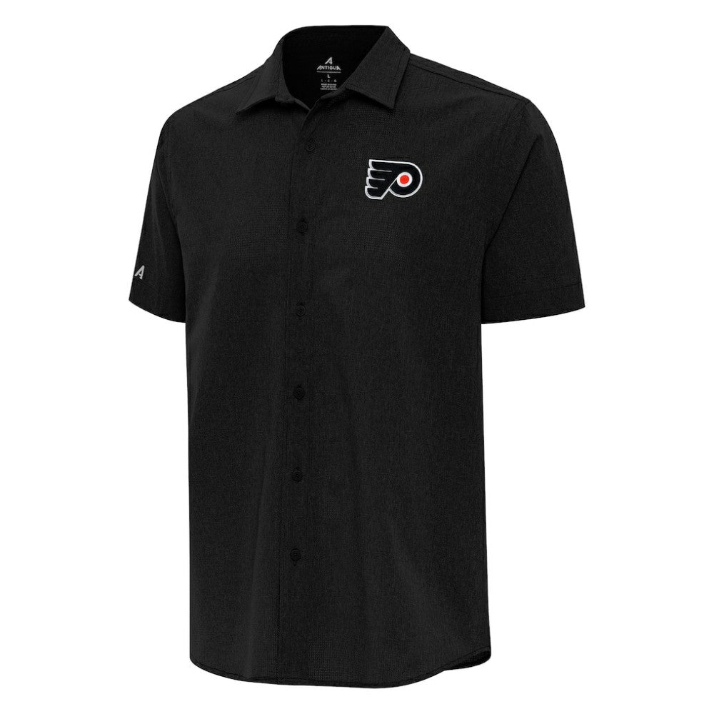 NHL Philadelphia Flyers Antigua Activate Woven Short Sleeve Button-Up Shirt - Black