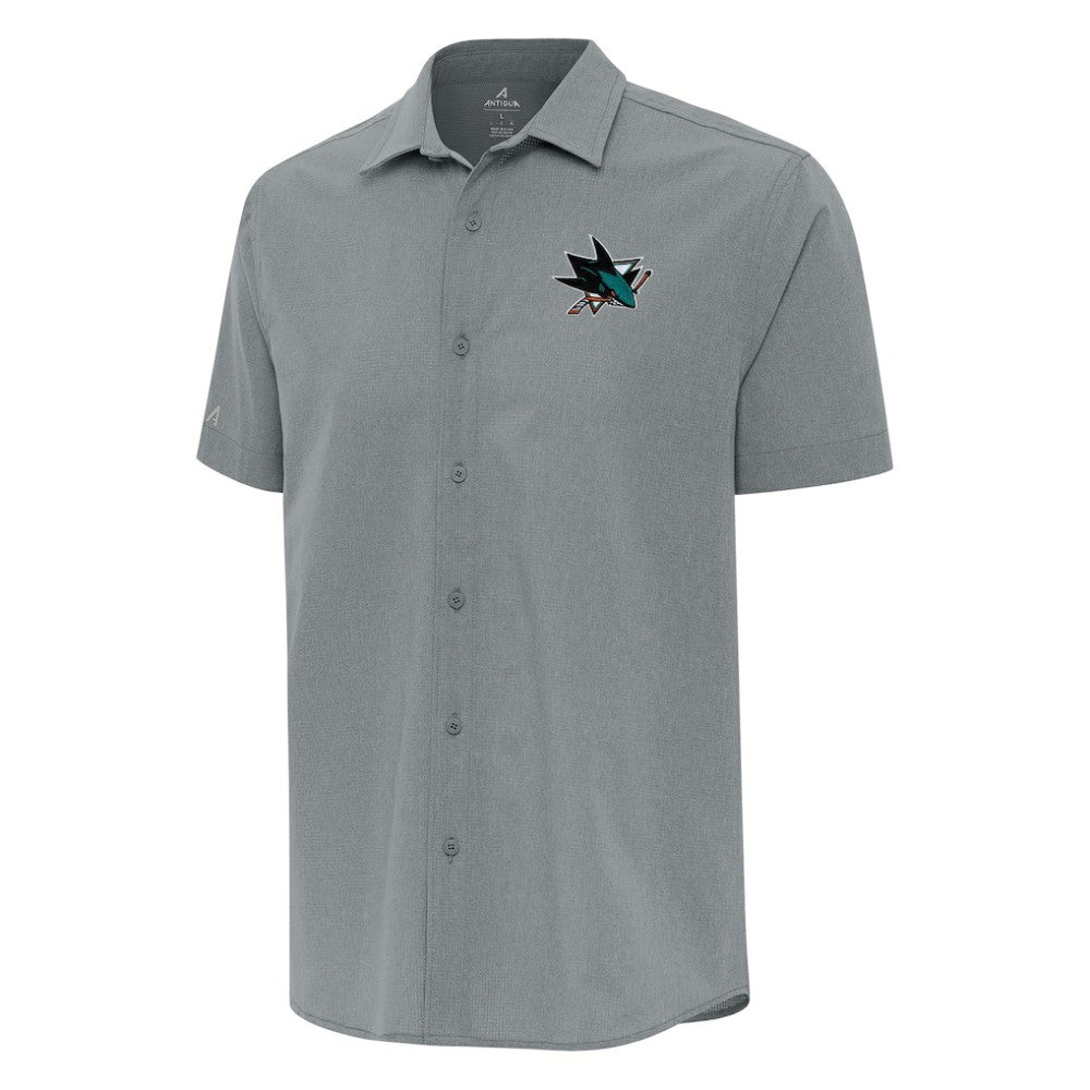 NHL San Jose Sharks Antigua Activate Woven Short Sleeve Button-Up Shirt - Gray