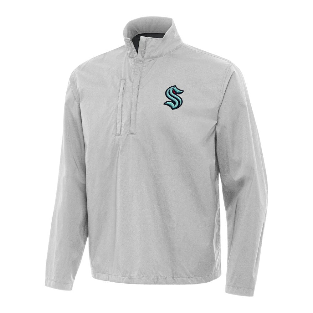 NHL Seattle Kraken Antigua Brisk Quarter-Zip Windbreaker - Heather Gray