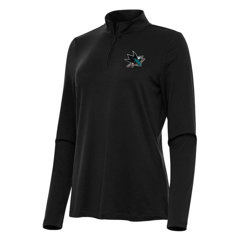 NHL San Jose Sharks Antigua Women's Reprocess Quarter-Zip Top - Black