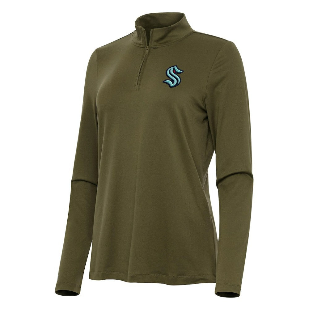NHL Seattle Kraken Antigua Women's Reprocess Quarter-Zip Top - Olive