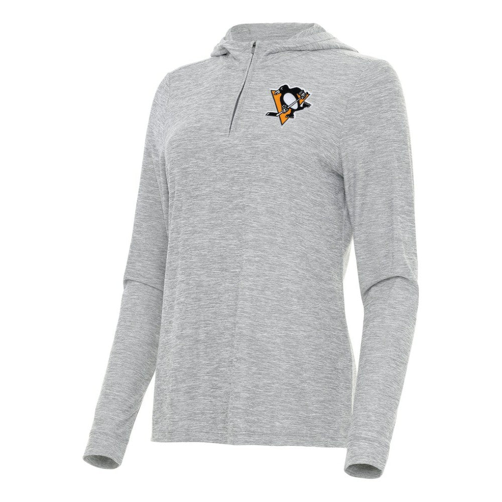 NHL Pittsburgh Penguins Antigua Women's Daybreak Quarter-Zip Hoodie - Heather Gray