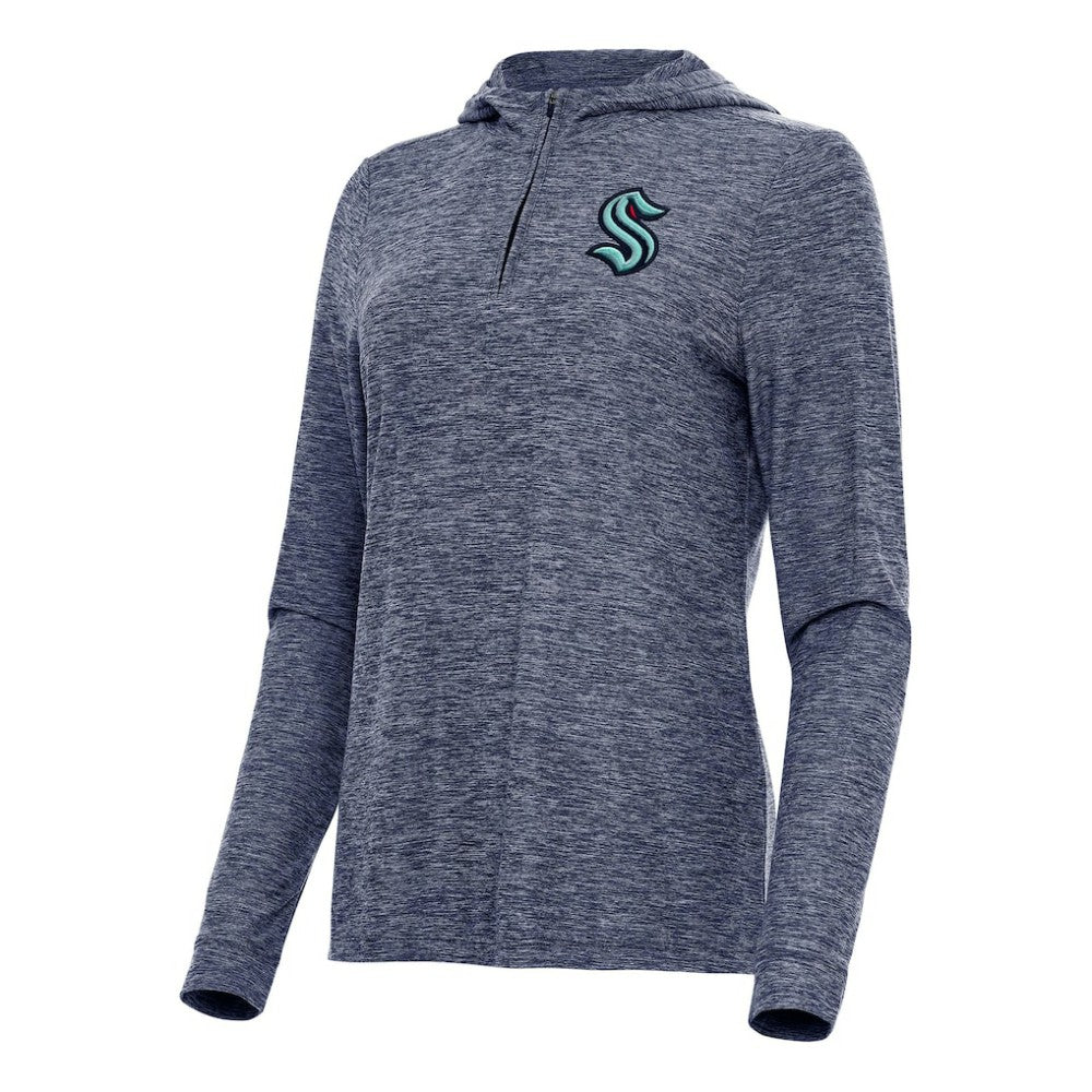 NHL Seattle Kraken Antigua Women's Daybreak Quarter-Zip Hoodie - Heather Deep Sea Blue