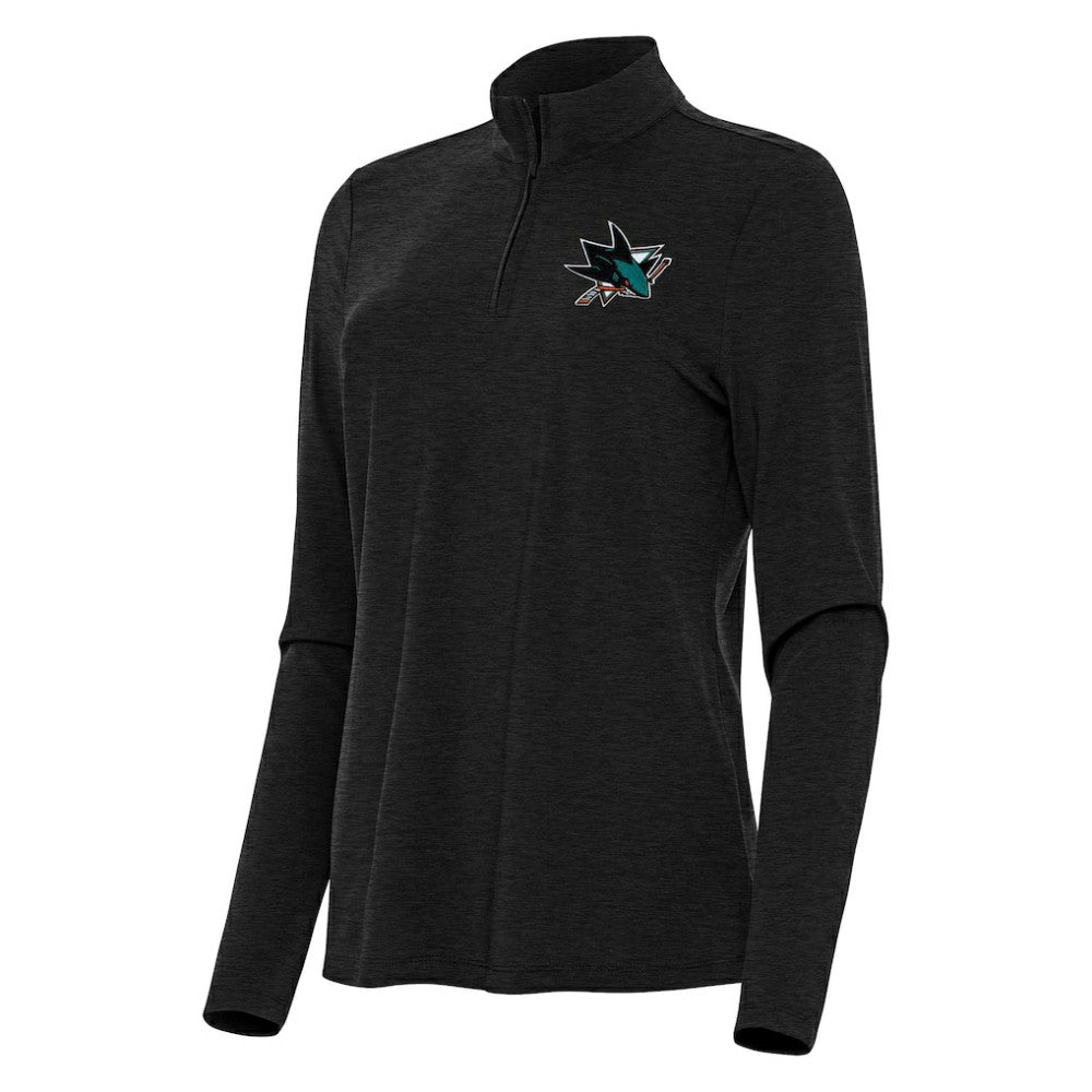 NHL San Jose Sharks Antigua Women's Bright Quarter-Zip Top - Heather Black